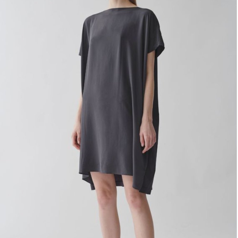 COS Cotton-silk Mix Relaxed Tunic Dress In Grey NWT S